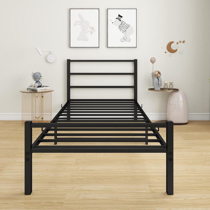 Bed Frame with Storage Metal Headboard and Footboard