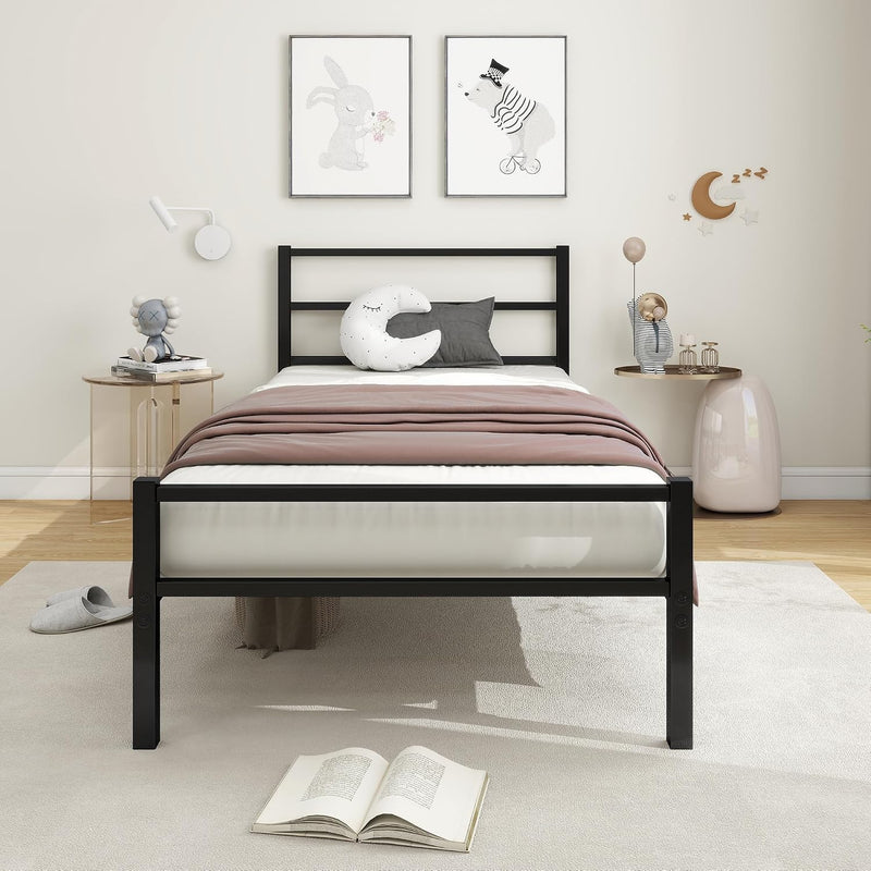 Bed Frame with Storage Metal Headboard and Footboard