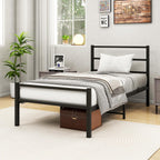 Bed Frame with Storage Metal Headboard and Footboard