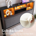 Bed Frame with Storage Shelf Upholstered Headboard