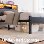Bed Frame with Storage Shelf Upholstered Headboard