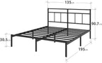 Bed Frame with Storage Space Underneath 14.2'' Height