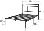 Bed Frame with Storage Space Underneath 14.2'' Height