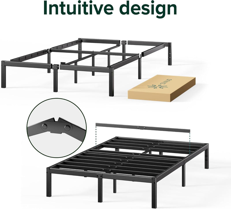 Bed Frame with Storage Space Underneath 14.2'' Height