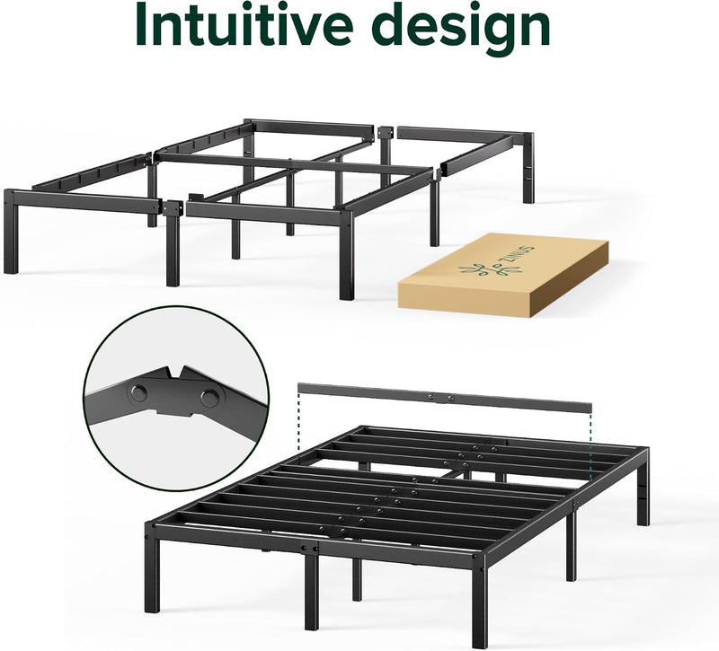 Bed Frame with Storage Space Underneath 14.2'' Height