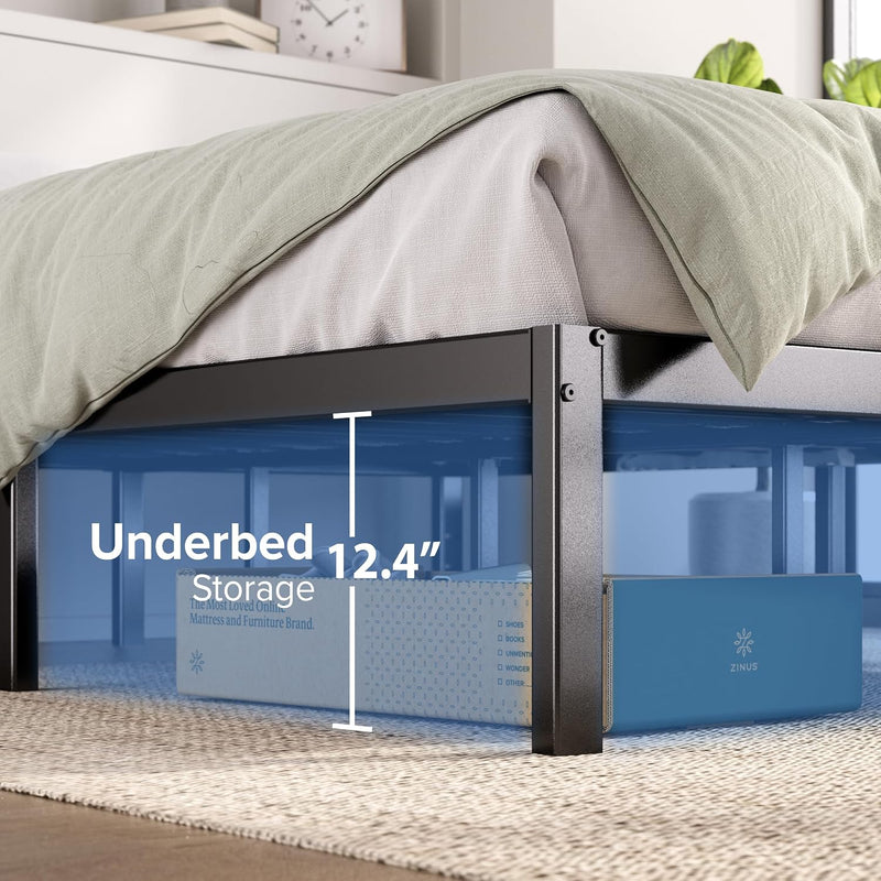 Bed Frame with Storage Space Underneath 14.2'' Height