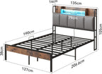 Bed Frame with Storage Upholstered Headboard