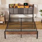 Bed Frame with Storage Upholstered Headboard