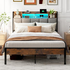 Bed Frame with Storage Upholstered Headboard