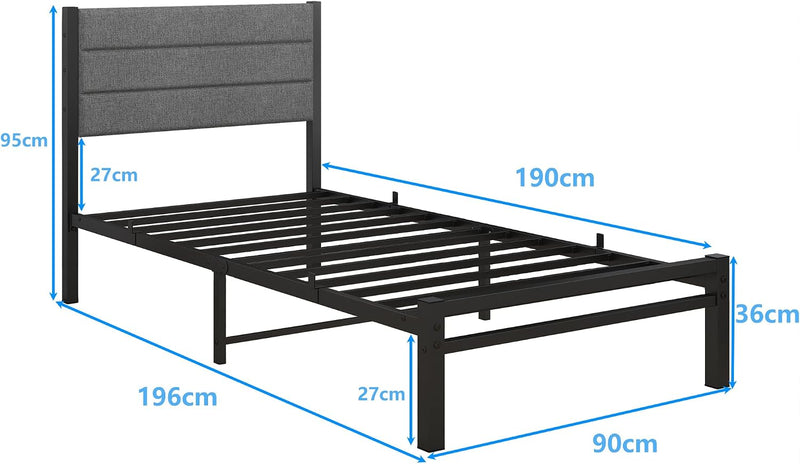Bed Frame with Velvet Headboard