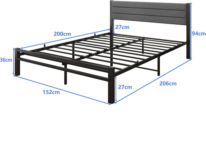 Bed Frame with Velvet Headboard
