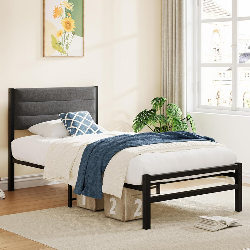 Bed Frame with Velvet Headboard