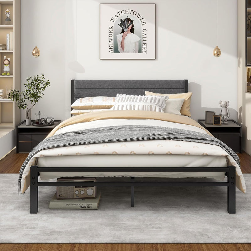 Bed Frame with Velvet Headboard