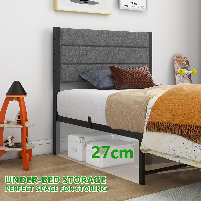 Bed Frame with Velvet Headboard