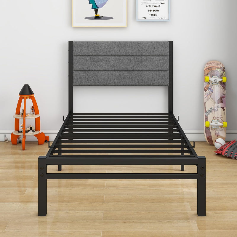 Bed Frame with Velvet Headboard