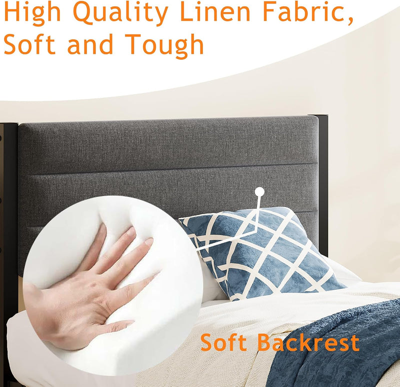 Bed Frame with Velvet Headboard