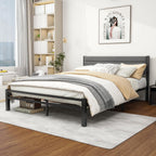 Bed Frame with Velvet Headboard