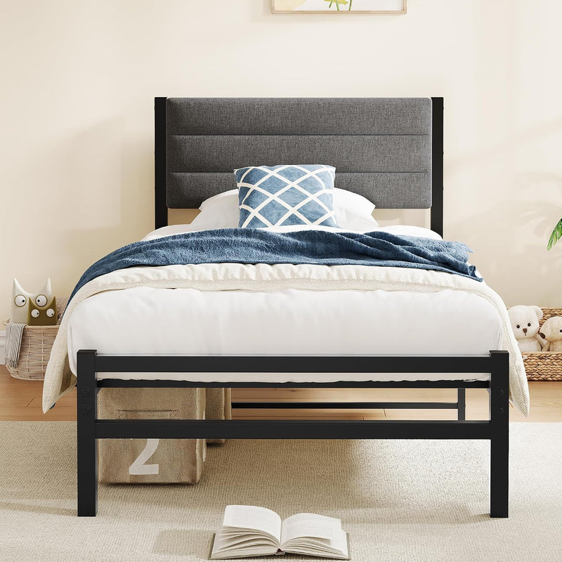 Bed Frame with Velvet Headboard