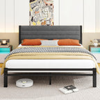 Bed Frame with Velvet Headboard