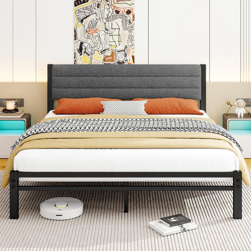 Bed Frame with Velvet Headboard