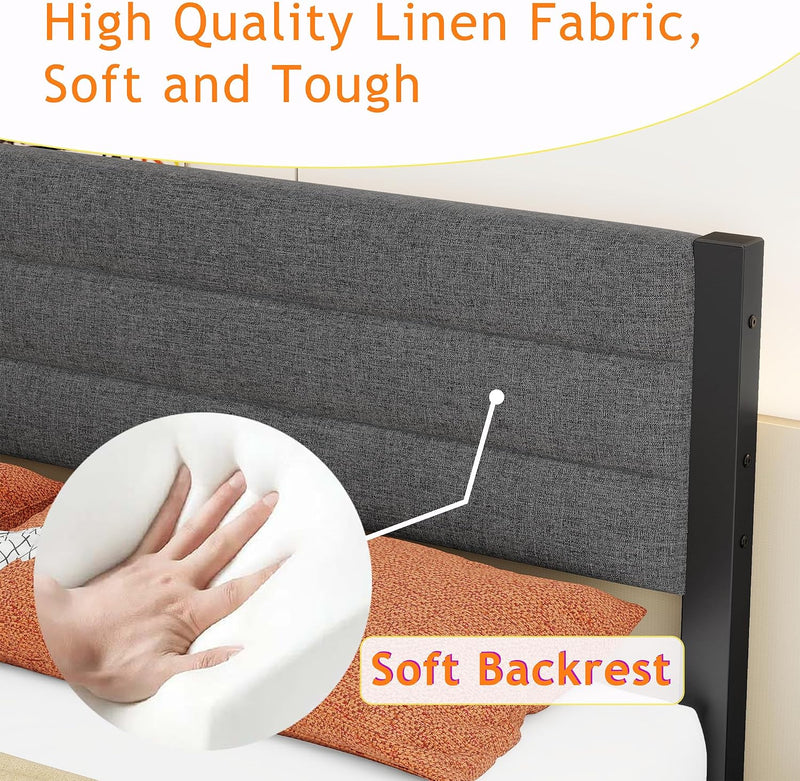 Bed Frame with Velvet Headboard
