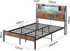 Bed Frame with Storage Wooden Headboard