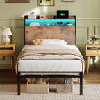 Bed Frame with Storage Wooden Headboard