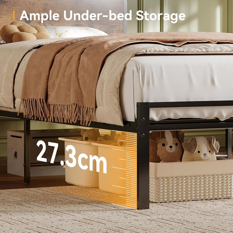 Bed Frame with Storage Wooden Headboard