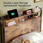 Bed Frame with Storage Wooden Headboard