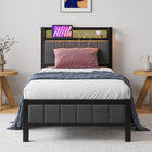 Grey Bed Frame/w USB+LED