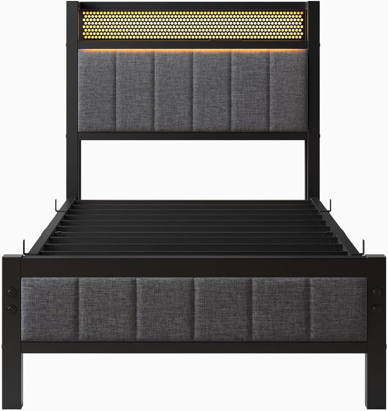 Bed Frames with Storage Headboard and Charging Station