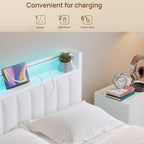 Bed Frames with Storage Headboard and Charging Station