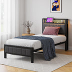 Bed Frames with Storage Headboard and Charging Station