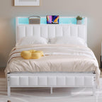 Bed Frames with Storage Headboard and Charging Station