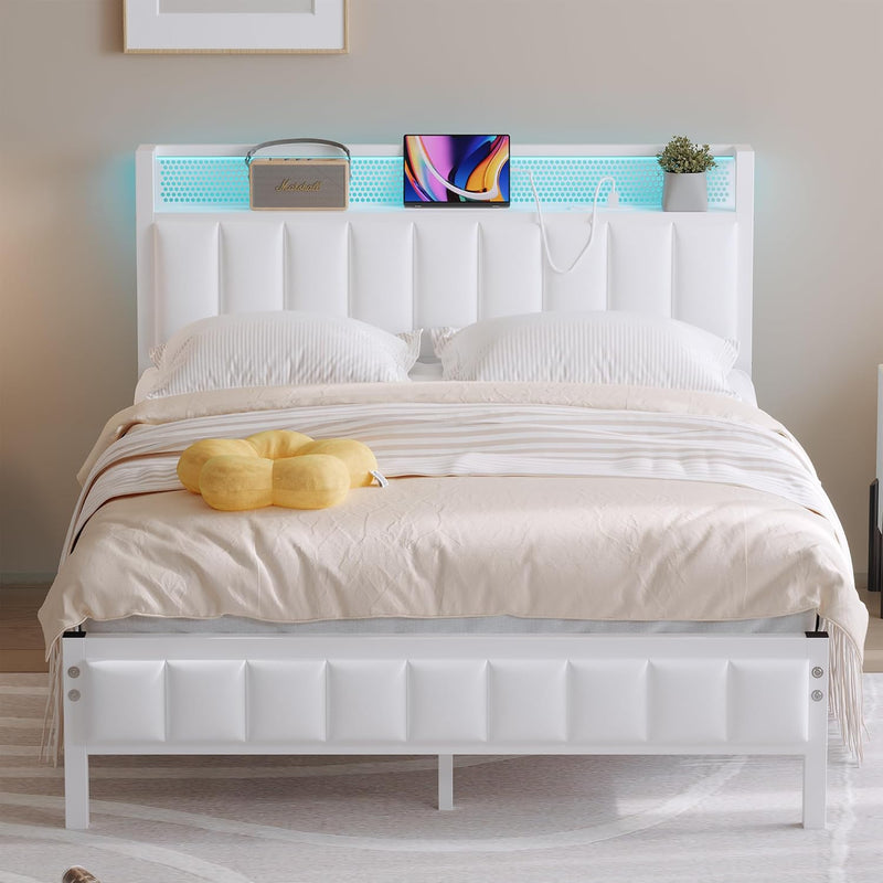 Bed Frames with Storage Headboard and Charging Station