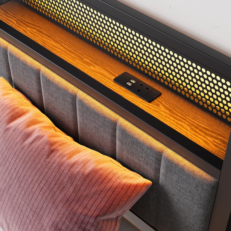 Bed Frames with Storage Headboard and Charging Station