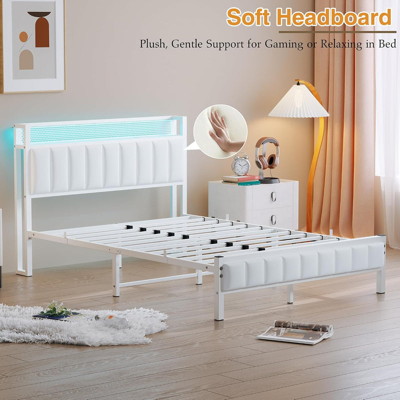 Bed Frames with Storage Headboard and Charging Station