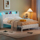White Bed Frame/w USB+LED