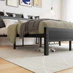 Bed Frame with Storage Wooden Headboard Metal Upholstered