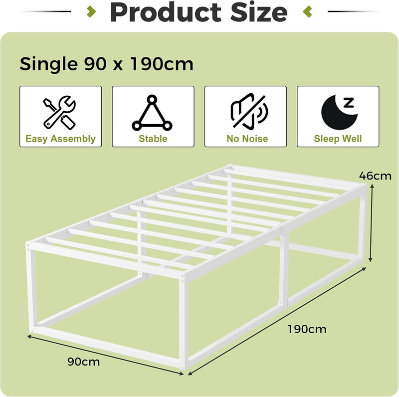 Bed Frame with Sturdy Slats Support