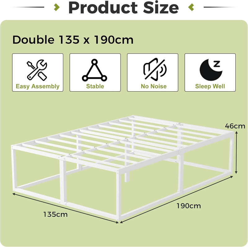 Bed Frame with Sturdy Slats Support