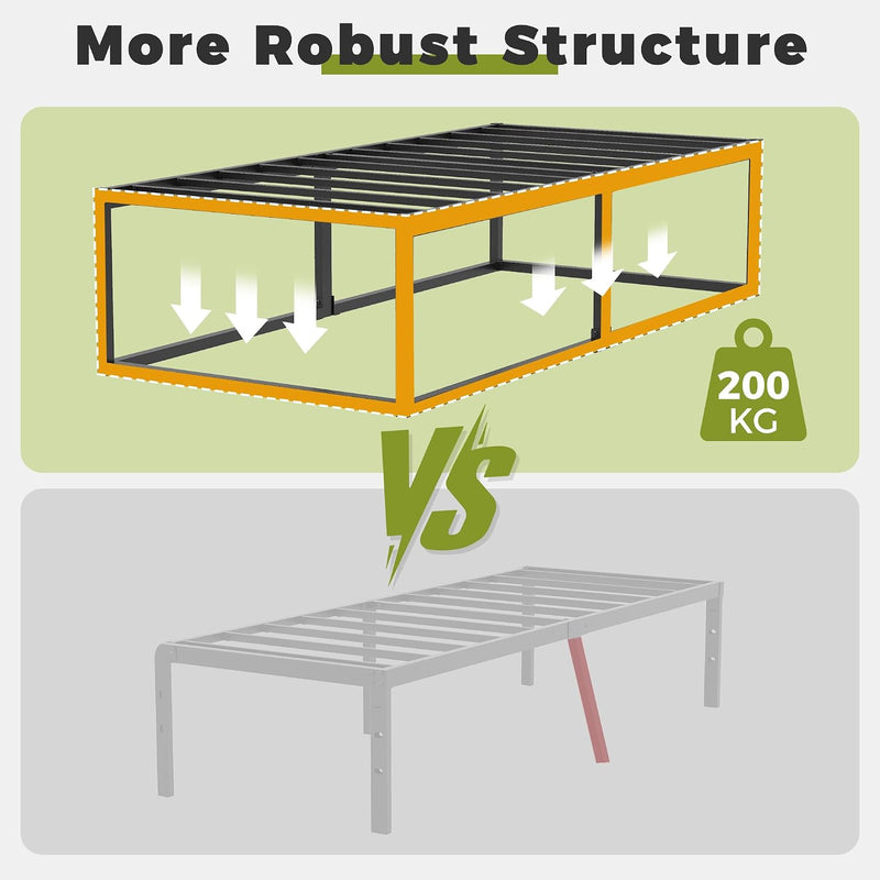 Bed Frame with Sturdy Slats Support