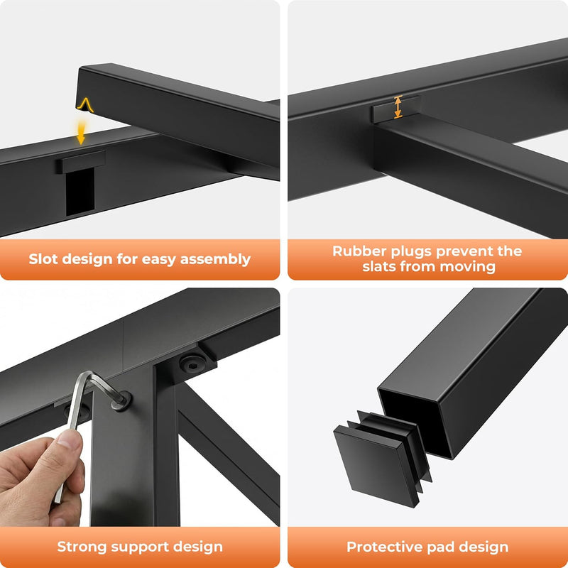 Bed Frame with Sturdy Steel Slats Support Platform