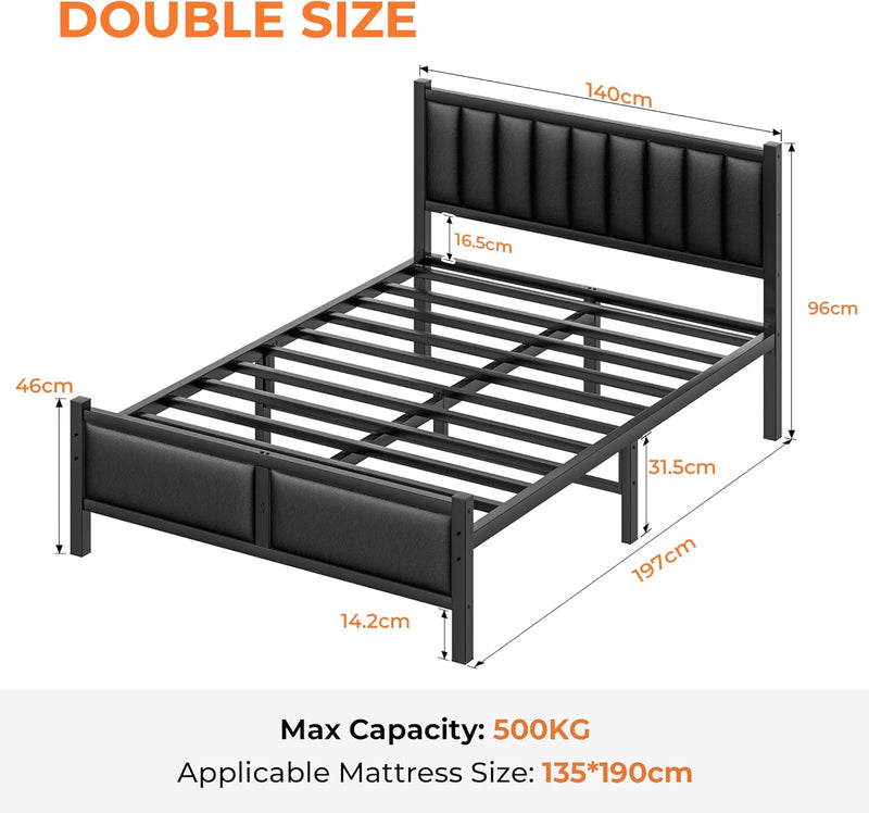 Bed Frame with Sturdy Steel Slats Support Platform