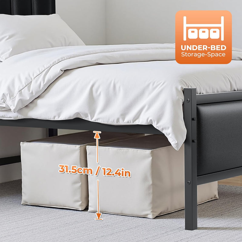 Bed Frame with Sturdy Steel Slats Support Platform