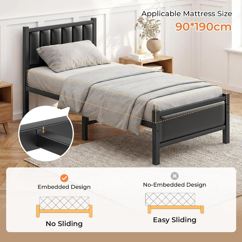 Bed Frame with Sturdy Steel Slats Support Platform