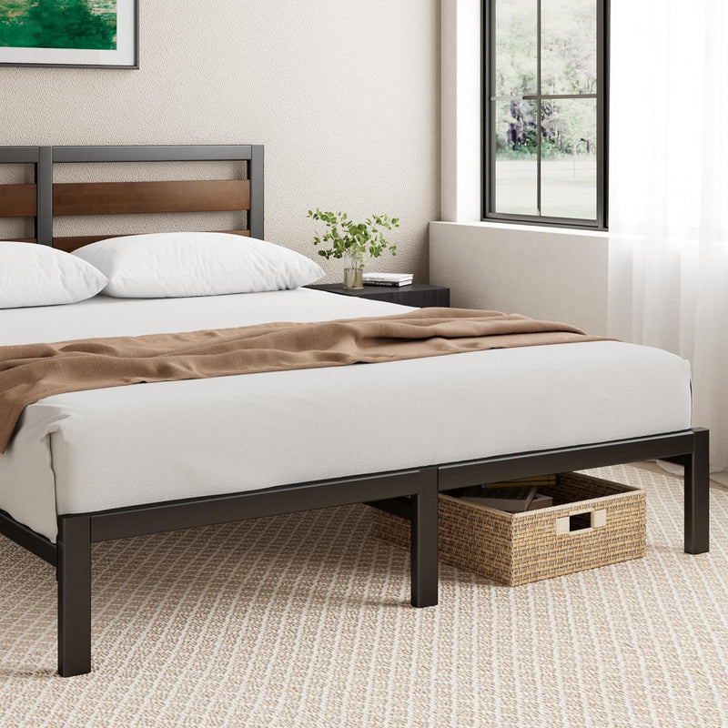Bed Frame with Underbed Storage Metal Base Steel