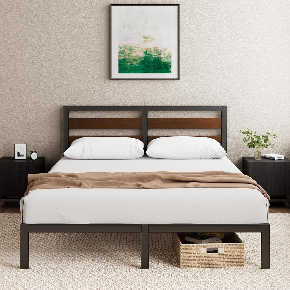 Bed Frame with Underbed Storage Metal Base Steel