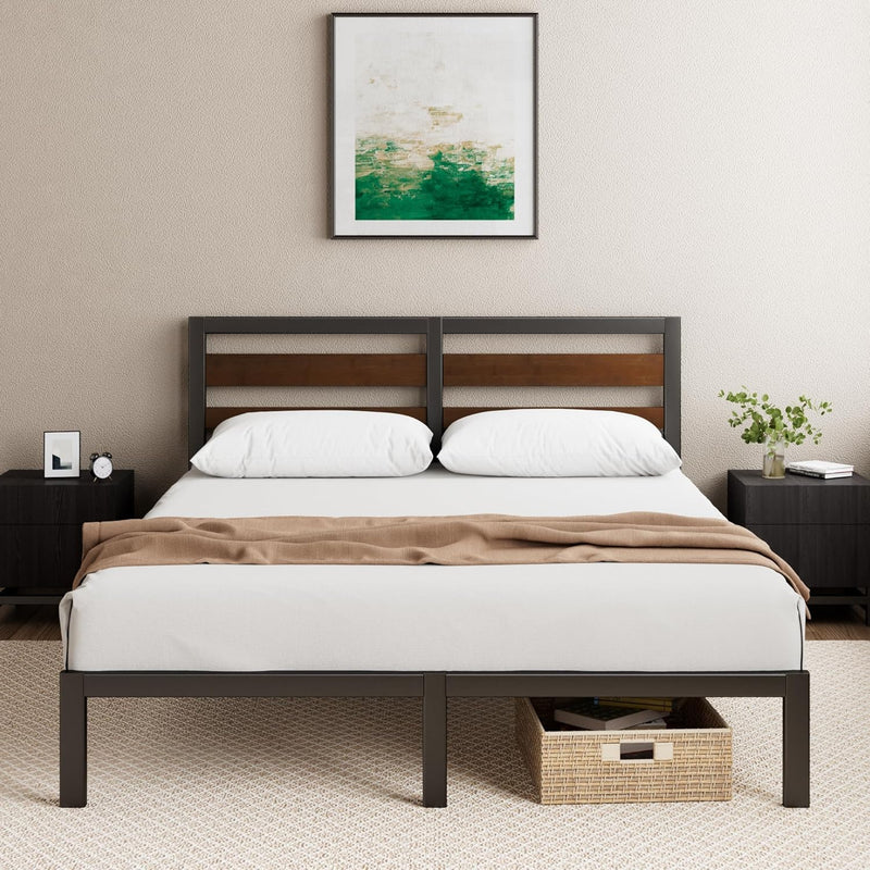 Bed Frame with Underbed Storage Metal Base Steel