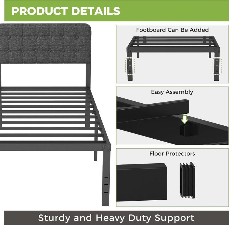 Bed Frame with Upholstered Headboard